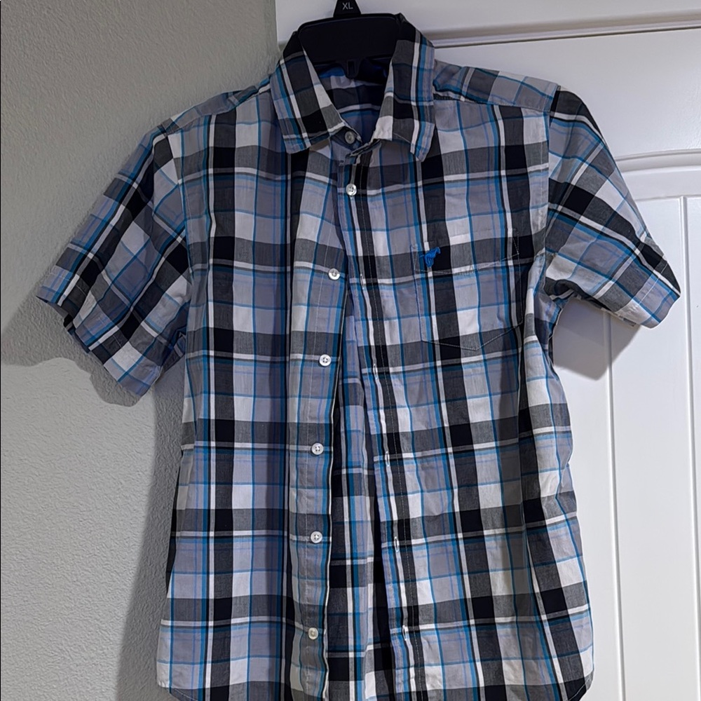 Wrangler Blue and Black Casual Button Down Shirt